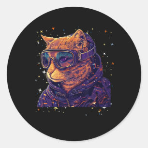 Adesivo Redondo Cat Ski Snowboard óculos Engraçados Esqui Snowboar