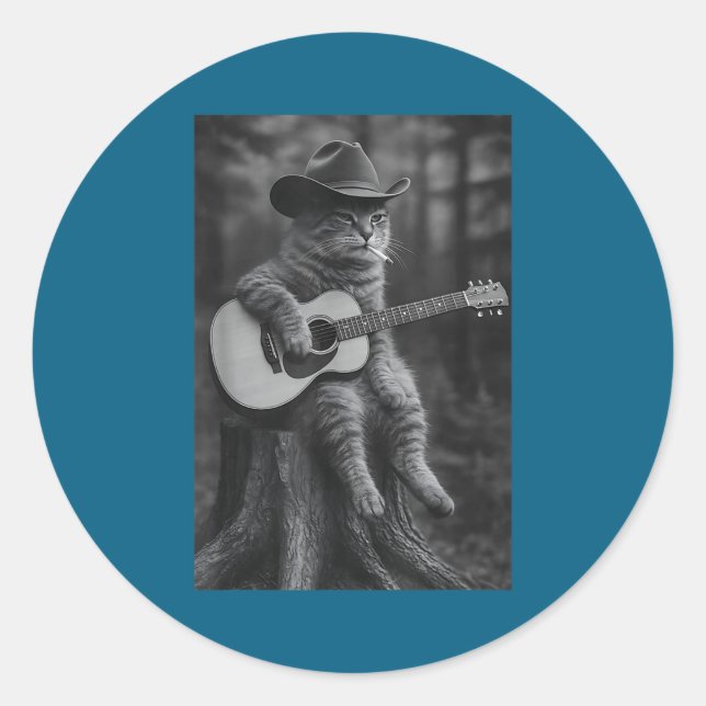 Adesivo Redondo Cat Smoking Cigarette Racoon Ossum Funny Meme Cowb (Frente)