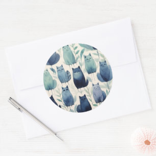 Adesivo Redondo Cat Sticker Set Purr-fect para presentes e Artesan