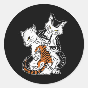 Adesivo Redondo Cat Tattoo Lover Monmon Japonês Tatuagem