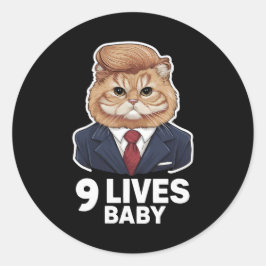 Adesivo Redondo Cat Trump 9 Lives Baby