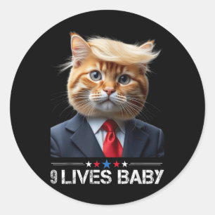 Adesivo Redondo Cat Trump 9 Lives Baby
