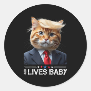 Adesivo Redondo Cat Trump 9 Lives Baby