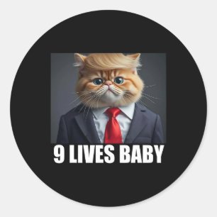 Adesivo Redondo Cat Trump 9 Vive Bebê Engraçado Gpresente De Gato 