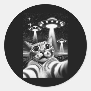 Adesivo Redondo Cat Ufo Engraçado Memória Invasão Retroativa Cat U