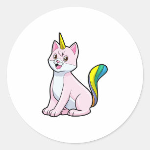 Adesivo Redondo Cat Unicorn