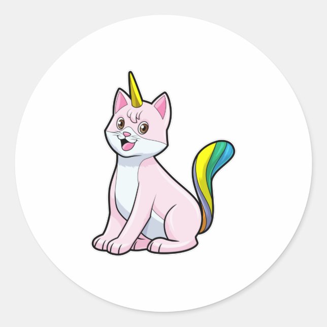 Adesivo Redondo Cat Unicorn (Frente)