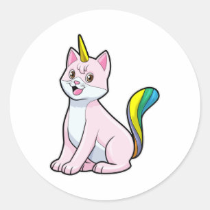 Adesivo Redondo Cat Unicorn