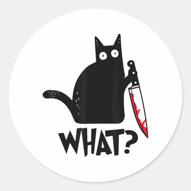 Adesivo Redondo Cat What_ Funny Black Cat  (Frente)