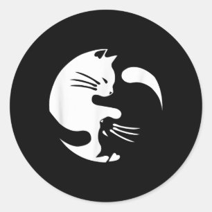 Adesivo Redondo Cat Yin Yang Peace Loving Interconnected Gift Idea