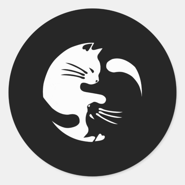Adesivo Redondo Cat Yin Yang Peace Loving Interconnected Gift Idea (Frente)