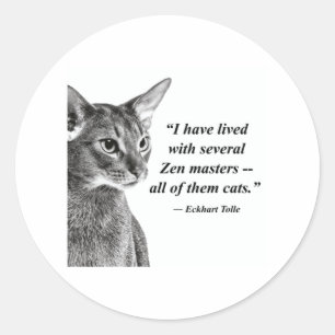 Adesivo Redondo Cat Zen Master - Eckhart Tolle
