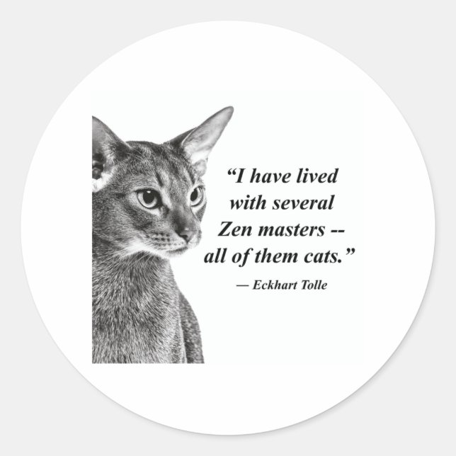 Adesivo Redondo Cat Zen Master - Eckhart Tolle (Frente)