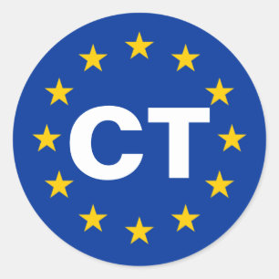 Adesivo Redondo Catalunha "CT" Bandeira Europeia