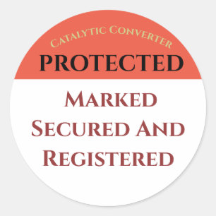 Adesivo Redondo Catalyter Protected, editar texto Sticker