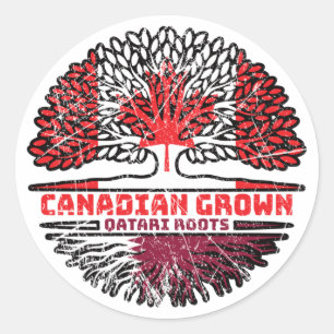 Adesivo Redondo Catar Catar Canadá, Canadá, Árvore Bandeira