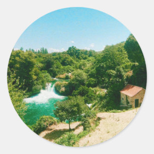 Adesivo Redondo Catarata Krka, Parque Nacional Krka, Croácia