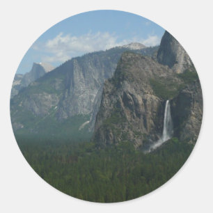 Adesivo Redondo Cataratas Bridalveil e Half Dome em Yosemite