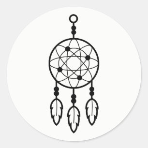 Adesivo Redondo Catcher de Sonho Boho, Casamento Tribal Nativo Ame