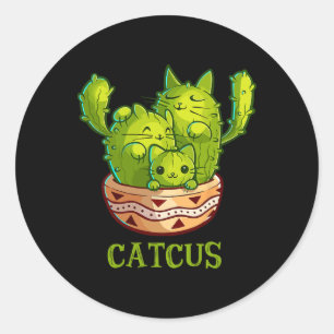 Adesivo Redondo Catcus Cute Cat E Cactus Mexicanos Cactus Cinco De