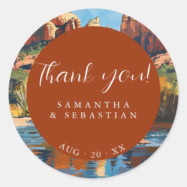 Adesivo Redondo Catedral de Rocha Vermelha de Sedona  (Frente)