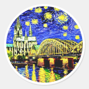 Adesivo Redondo Catedral de Starry Night Cologne Alemanha