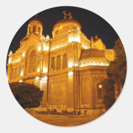 Adesivo Redondo Catedral de Varna à Noite