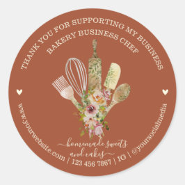 Adesivo Redondo Catering Bakery Chef Russo terracotta