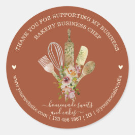 Adesivo Redondo Catering Bakery Chef Russo terracotta