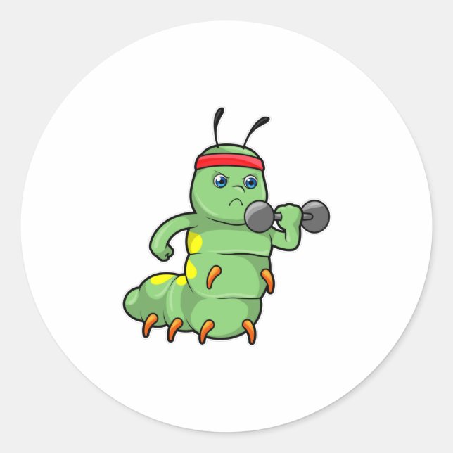 Adesivo Redondo Caterpillar at Strength training with Dumbbell (Frente)