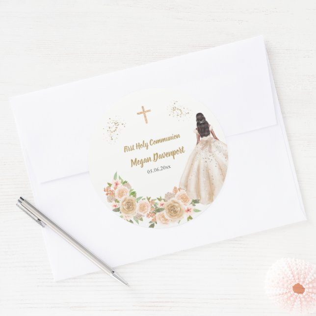 Adesivo Redondo Catholic Girl Communion (Envelope)