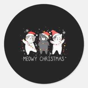 Adesivo Redondo Catmas Meowy Gato de Natal Gatos Frescos Papais no