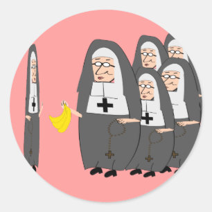 Adesivo Redondo Católica Nun Humor "Irmãs Gordas"