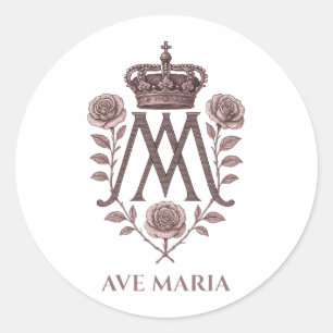 Adesivo Redondo Católico Auspice Maria