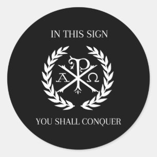 Adesivo Redondo Católico Chi Rho Alpha Omega