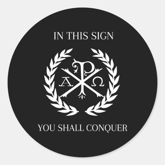 Adesivo Redondo Católico Chi Rho Alpha Omega (Frente)