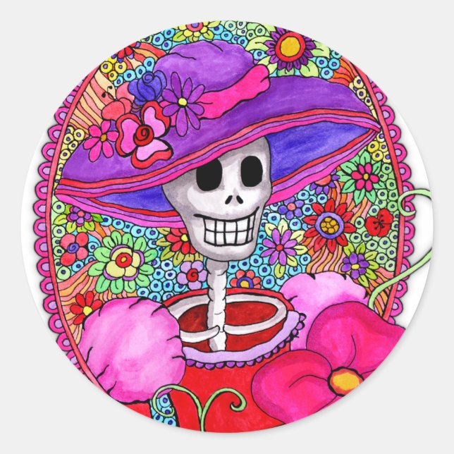 Adesivo Redondo Catrina Beatriz Sticker (Frente)