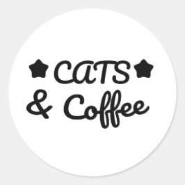 Adesivo Redondo Cats & Coffee -  Cat Lover Gift