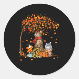 Adesivo Redondo Cat's Fall Y'all Pumpkins Autumn Halloween Cat