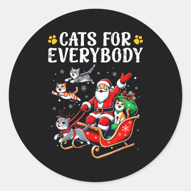 Adesivo Redondo Cats For Everybody Christmas Cat Funny Xmas Men Wo (Frente)