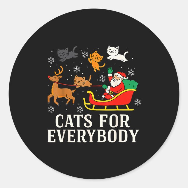 Adesivo Redondo Cats For Everybody Christmas Cat Funny Xmas Women  (Frente)
