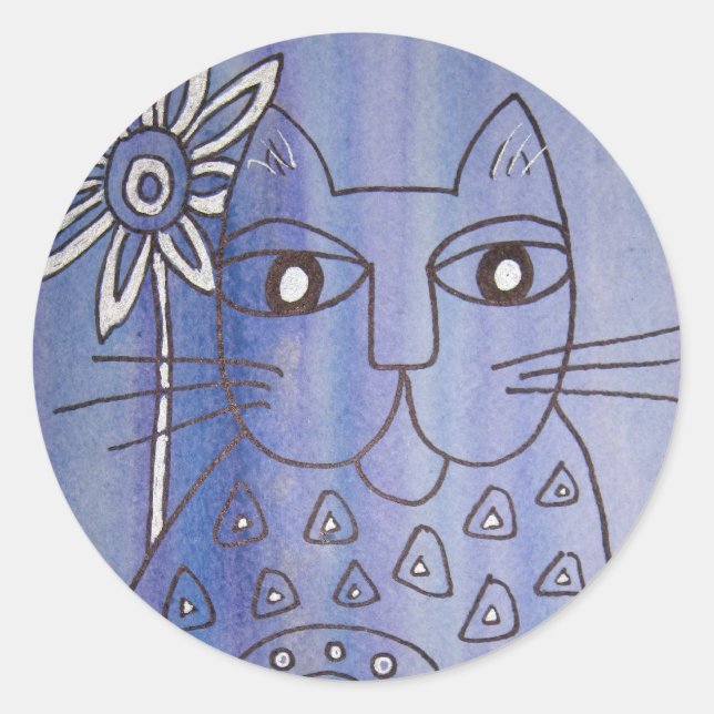 Adesivo Redondo "Cat's got the Blues" (Frente)