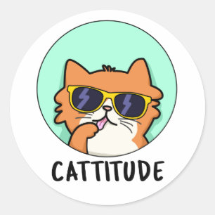 Adesivo Redondo Cattitude Piada de Gato Divertida 