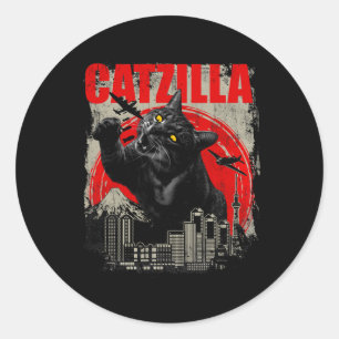Adesivo Redondo Catzilla - Engraçado Gato-Fogão Gatinho Gatinho-Pe