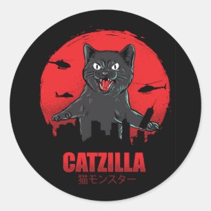 Adesivo Redondo Catzilla Monster Cat