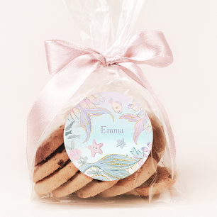 Adesivo Redondo Caudas De Sereia De Água Luminter Sob O Mar