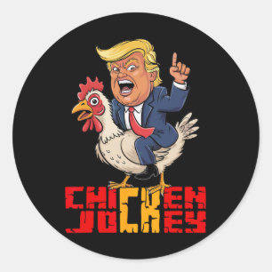 Adesivo Redondo Cavaleiro de Frango Trump Meme Político Divertido 
