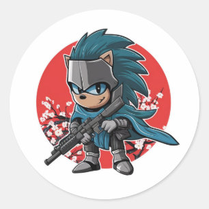 Adesivo Redondo Cavaleiro de Hedgehog (2)
