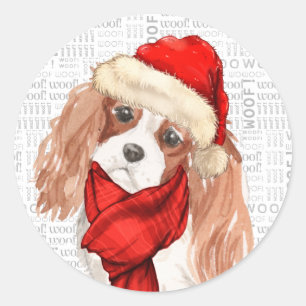 Adesivo Redondo Cavaleiro de Natal Rei Charles Spaniel