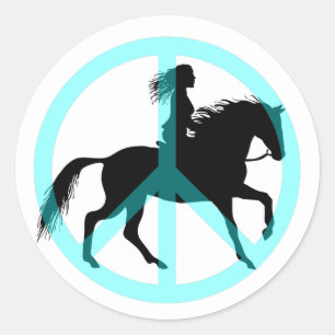 Adesivo Redondo Cavaleiro legal do cavalo do símbolo de paz